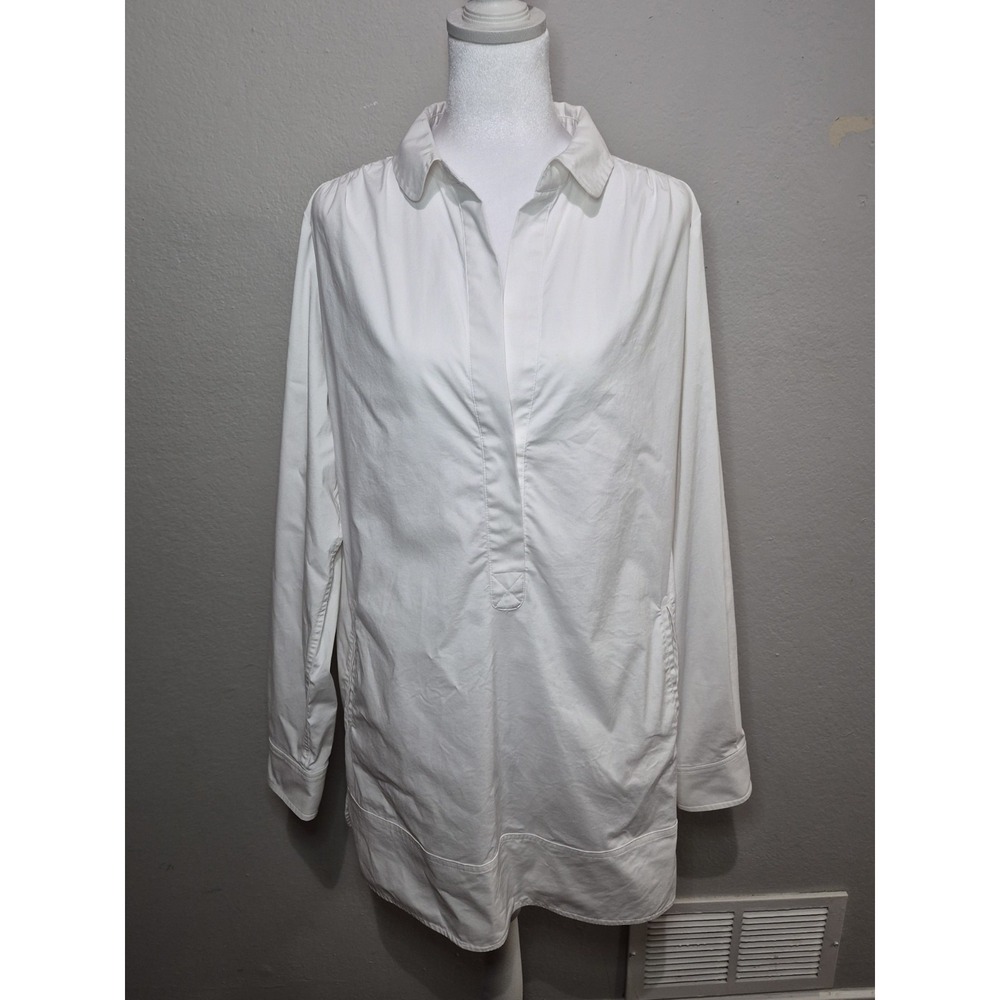 Workshop Andrea Jovine Tunic Shirt 100% Cotton Sz M White Minimalist‎ Coastal